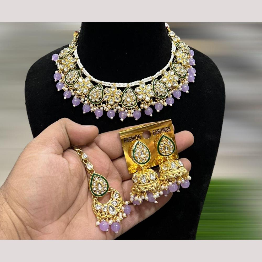 Hira Collections Royal Kundan Stone Beads And Pearl Necklace Set