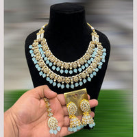 Hira Collections Royal Kundan Stone Beads And Pearl Necklace Set