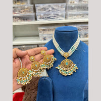 Hira Collections Royal Pota Stone Beads And Pearl Necklace Set