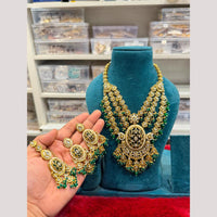Hira Collections Premium Polki Kundan Stone And Pearl Necklace Set