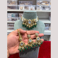 Hira Collections Premium Kundan Stone And Pearl Choker Necklace Set