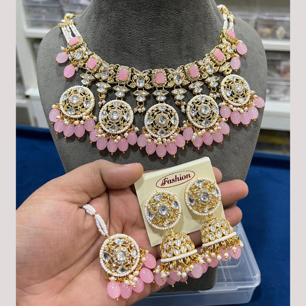 Hira Collections Premium Kundan Stone And Pearl Choker Necklace Set