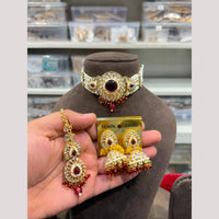 Hira Collections Premium Kundan Stone And Pearl Choker Necklace Set