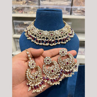 Hira Collections Elegant Pota Stone And Beads Fashion Choker Necklace Set