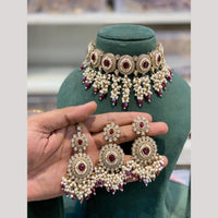 Hira Collections Elegant Pota Stone And Beads Fashion Choker Necklace Set