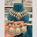 Hira Collections Premium Kundan Stone And Pearl Meenakari Choker Necklace Set