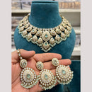 Hira Collections Premium Kundan Stone And Pearl Meenakari Choker Necklace Set