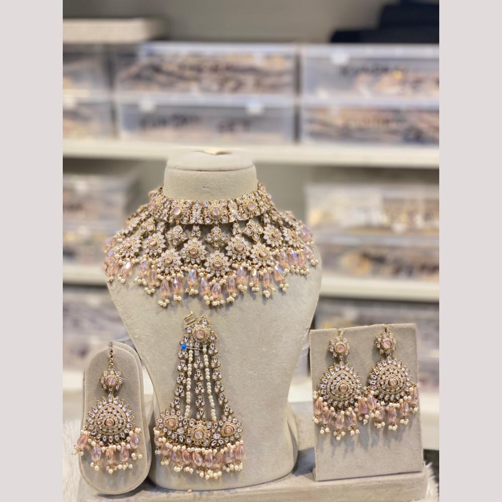 Hira Collections Elegant Pota Stone And Beads Fashion Choker Necklace Set