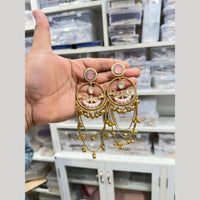 Hira Collections Vintage Pota Stone And Ghungroo Designer Dangler Earrings