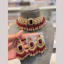 Hira Collections Exclusive Crystal Stone Beads And Pearl Choker Necklace Set