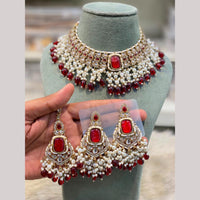 Hira Collections Premium Kundan Stone Beads And Pearl Necklace Set