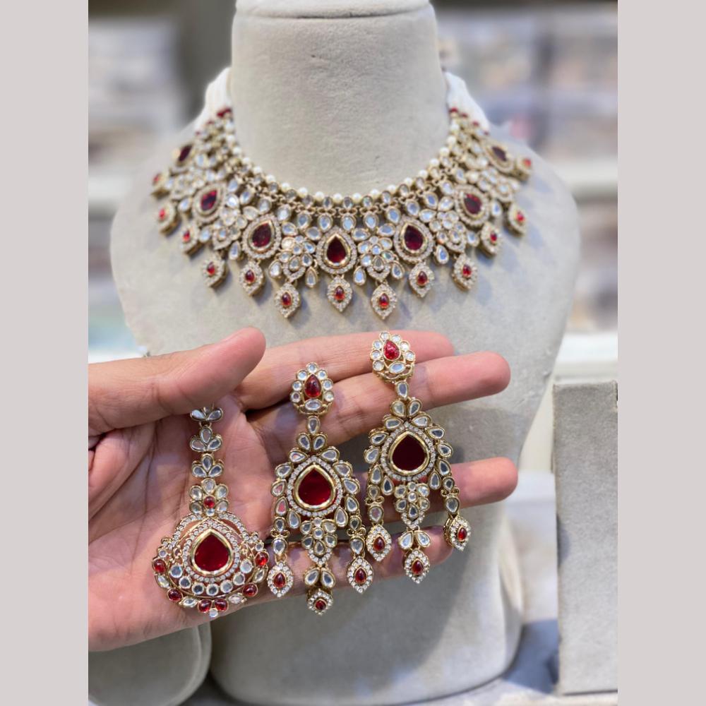 Hira Collections Premium Kundan Stone Necklace Set