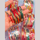 Hira Collections Decorative Austrian Stone Colorful Galss Bangles Set