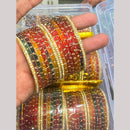 Hira Collections Decorative Austrian Stone Colorful Galss Bangles Set