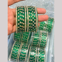 Hira Collections Decorative Austrian Stone Colorful Galss Bangles Set