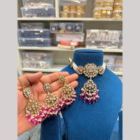 Hira Collections Premium Kundan Stone Beads And Pearl Choker Necklace Set