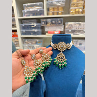 Hira Collections Premium Kundan Stone Beads And Pearl Choker Necklace Set