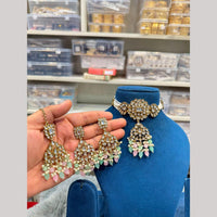Hira Collections Premium Kundan Stone Beads And Pearl Choker Necklace Set