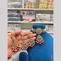 Hira Collections Premium Kundan Stone Beads And Pearl Choker Necklace Set