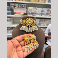 Hira Collections Premium Kundan Stone Beads And Pearl Choker Necklace Set