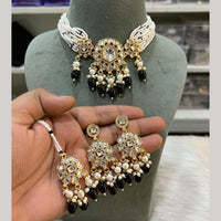 Hira Collections Premium Kundan Stone Beads And Pearl Choker Necklace Set