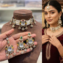Hira Collections Premium Kundan Stone Beads And Pearl Choker Necklace Set