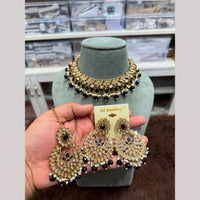 Hira Collections Luxury Crystal Stone Beads And Pearl Choker Necklace Set