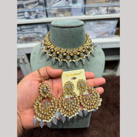 Hira Collections Luxury Crystal Stone Beads And Pearl Choker Necklace Set