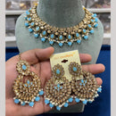 Hira Collections Luxury Crystal Stone Beads And Pearl Choker Necklace Set
