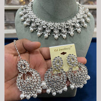 Hira Collections Premium Kundan Stone Beads And Pearl Choker Necklace Set