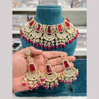Hira Collections Premium Kundan Stone Beads And Pearl Choker Necklace Set