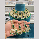 Hira Collections Premium Kundan Stone Beads And Pearl Choker Necklace Set