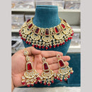 Hira Collections Premium Kundan Stone Beads And Pearl Choker Necklace Set