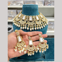 Hira Collections Premium Kundan Stone Beads And Pearl Choker Necklace Set