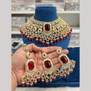 Hira Collections Luxury Crystal Stone Beads And Pearl Choker Necklace Set