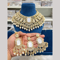 Hira Collections Luxury Crystal Stone Beads And Pearl Choker Necklace Set