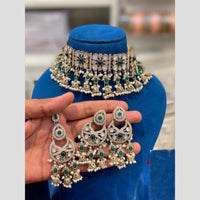 Hira Collections Premium Polki Kundan Stone And Pearl Choker Necklace Set