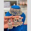 Hira Collections Premium Polki Kundan Stone And Pearl Choker Necklace Set