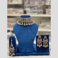 Hira Collections Premium Polki Kundan Stone And Pearl Choker Necklace Set