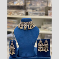 Hira Collections Premium Polki Kundan Stone And Pearl Choker Necklace Set