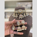 Hira Collections Premium Kundan Stone Beads And Pearl Choker Necklace Set