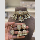 Hira Collections Premium Kundan Stone Beads And Pearl Choker Necklace Set