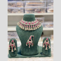 Hira Collections Premium Kundan Stone And Pearl Choker Necklace Set