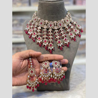 Hira Collections Premium Kundan Stone Beads And Pearl Choker Necklace Set