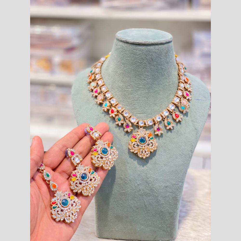 Hira Collections Designer Austrian Stone And Pota Stone Necklace Set