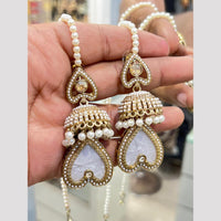 Hira Collections Austrian Stone And Pearl Kanchain Jhumki Earrings