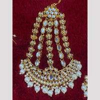 Hira Collections Statement Kundan Stone Pearl Passa for Women /Designer Hair Accessory