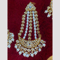 Hira Collections Statement Kundan Stone Pearl Passa for Women /Designer Hair Accessory