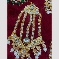 Hira Collections Statement Kundan Stone Pearl Passa for Women /Designer Hair Accessory