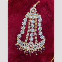 Hira Collections Statement Kundan Stone Pearl Passa for Women /Designer Hair Accessory